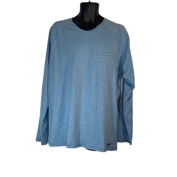 Mister New York Men’s Long Sleeve Solid‎ Pocket Tee Steel Blue Size XXL New - Picture 1 of 6